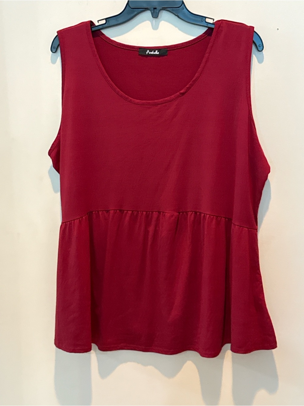 Sleeveless Peplum Tank Top in Burgundy by